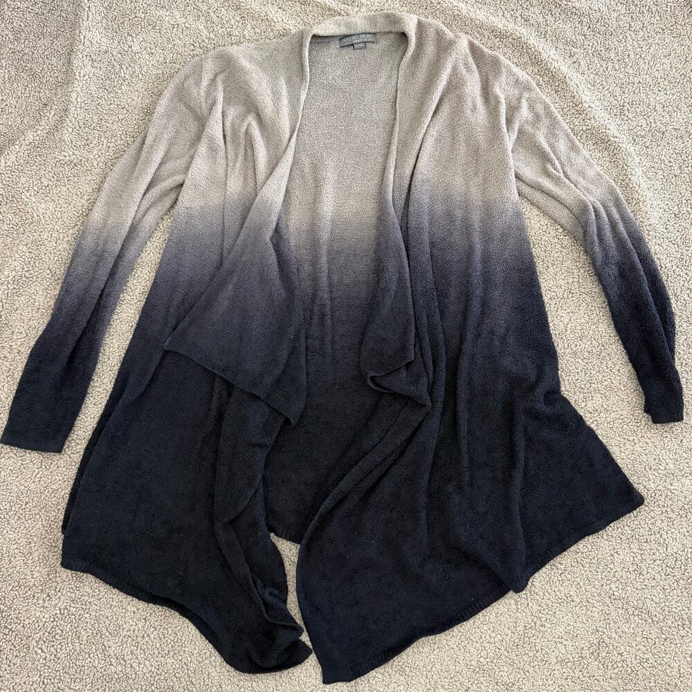 Barefoot Dreams Bamboo Chic Lite Ombre Calypso Wrap Cardigan Gray Black L/XL